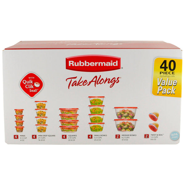 TakeAlongs Food Storage Containers, 40 Piece Set, Ruby Red