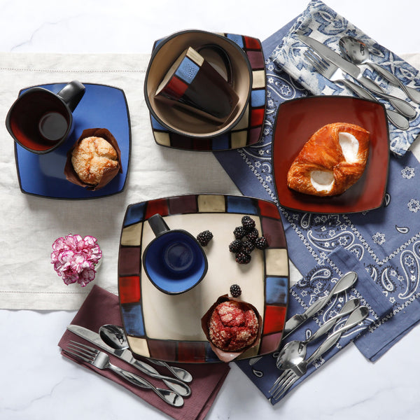 Soho Lounge Square Stoneware 16-piece Dinnerware Set