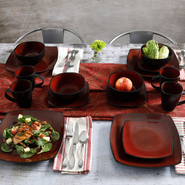 Soho Lounge Square Stoneware 16-piece Dinnerware Set