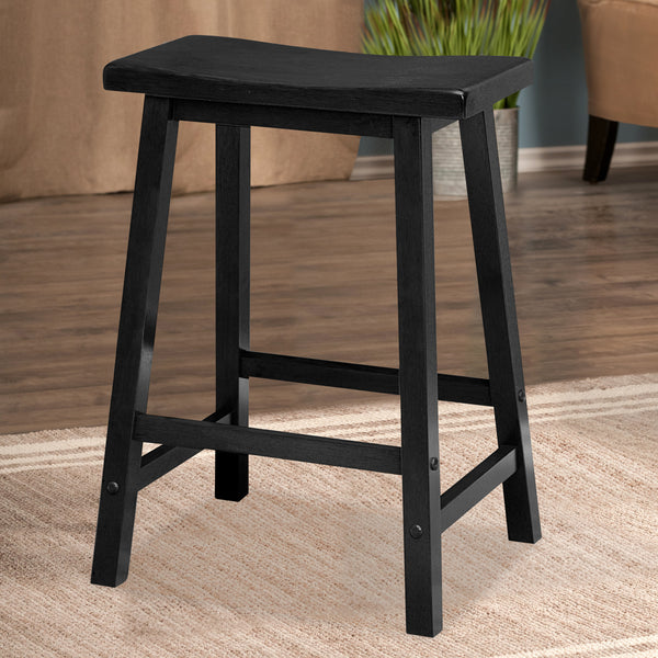 Wood Satori Saddle Seat Counter Stool, 24", Black