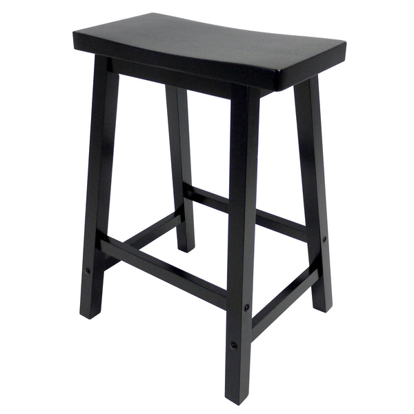 Wood Satori Saddle Seat Counter Stool, 24", Black
